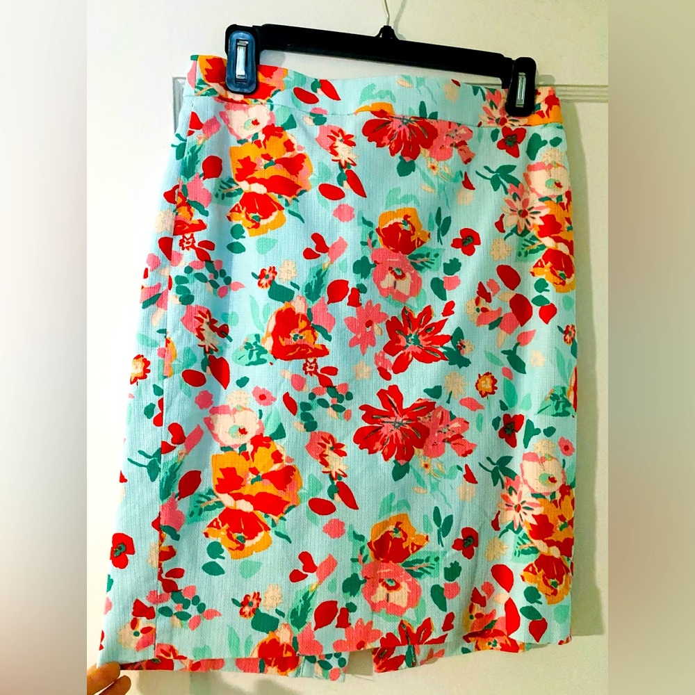 Jcrew Linen Blend Floral Skirt